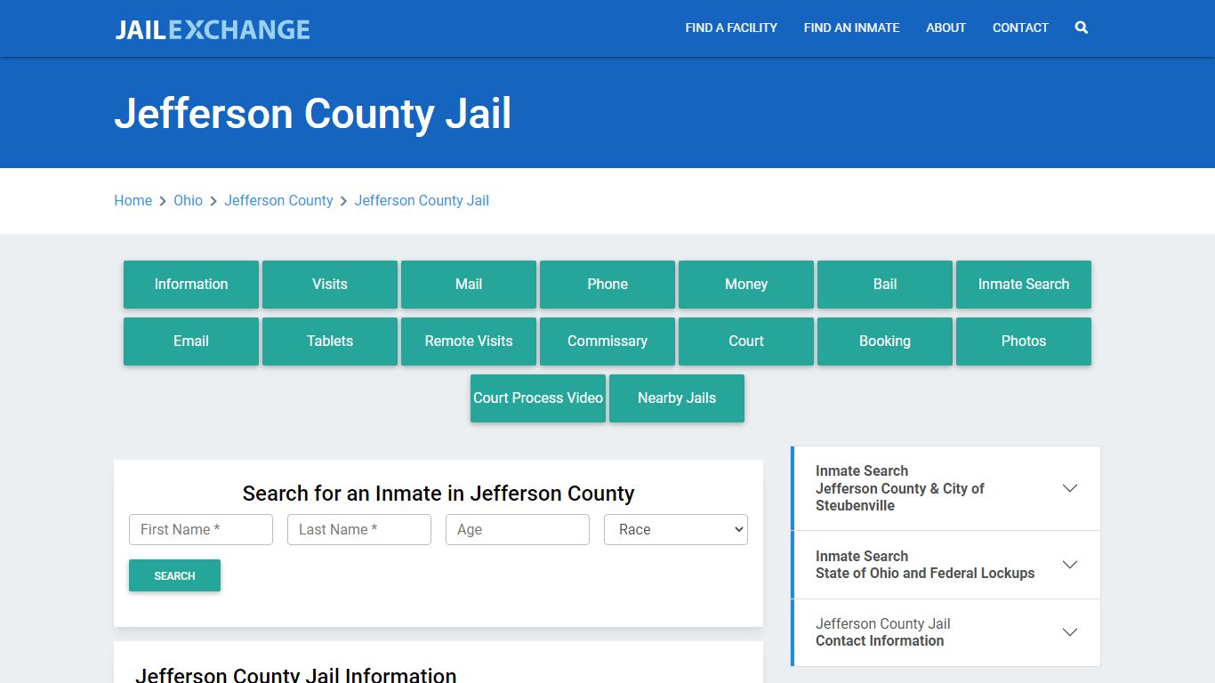 Jefferson County Jail Roster Lookup, OH, Inmate Search